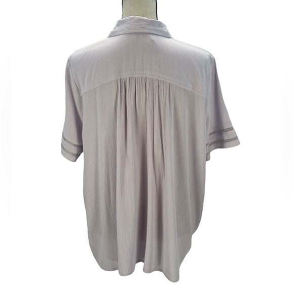 Style & Co Short Sleeve Button Down Blouse - Purple - size Large - Picture 3 of 8